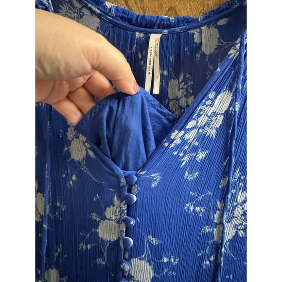 Anthropologie Marais Chiffon Lined Maxi Dress Royal Blue Floral Boho Plus 2X - Picture 7 of 11